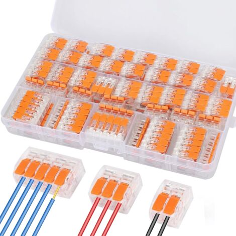 Elektrische Steckverbinder, 75 Stück, elektrische Anschlüsse, schnelle elektrische Steckverbinder, 28–12 AWG, PA/PC, flammhemmender, kompakter Drahtverbinder, Leiter, 35 Stück, 2 Eingänge, 25 Stück, 3