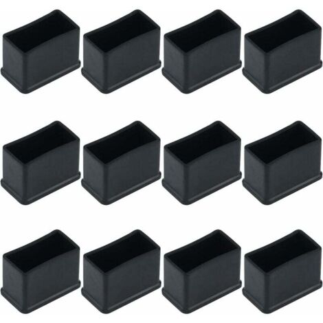 12 Stück rechteckige Tisch- oder Stuhlbeinkappen aus Gummifilz, schwarz, 15 x 30 mm,