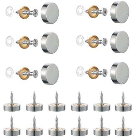 LaBlanc – 20 Stück Schrauben aus gebürstetem Edelstahl mit dekorativen Kappen für Spiegel, Tische, Teller, Schränke, Glasscheiben – Silber 14 mm (1/5)