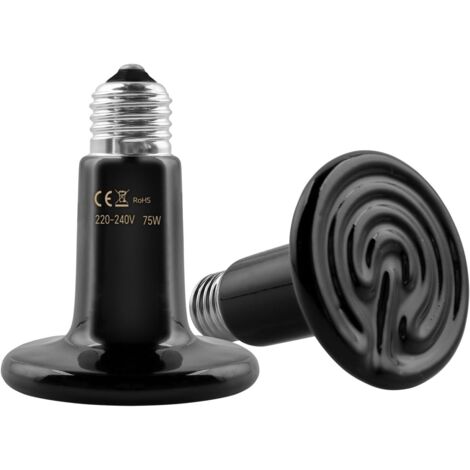 LaBlanc - 2er-Pack E27 75W Keramik-Wärmelampe für Reptilien, 220-240 V, Infrarot-Heizbirne, Reptilien-Wärmebox-Glühbirnen, für Haustiere, Eidechsen, Küken, Schlangen, Hamster (1/5)