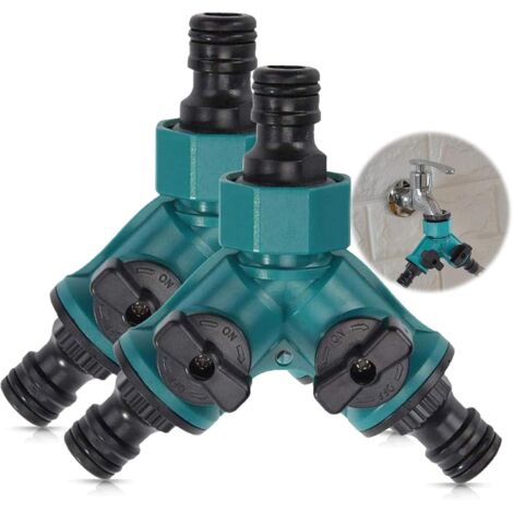 2-Wege Y-Verteiler Für Schläuche - 2 Stück Mit 6 Schlauchschellen, Schwarz+Grau