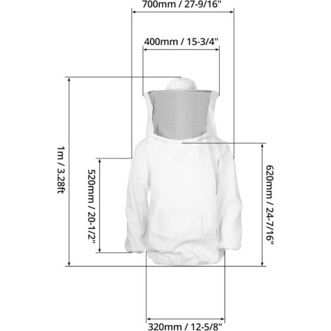 QWORK® XL Imkeranzug, Bienen Schutzkleidung, Imkerjacke mit Schleier, für Professionelle Bienenbisse Verhindern