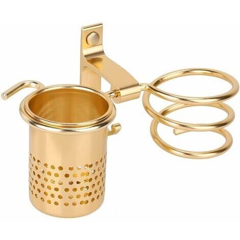 Haartrockner- und Glätteisenhalter, Badezimmerzubehör, Haartrocknerhalter, Wandhalterung, Organizer, Mehrzweckregal (Gold) (1/4)