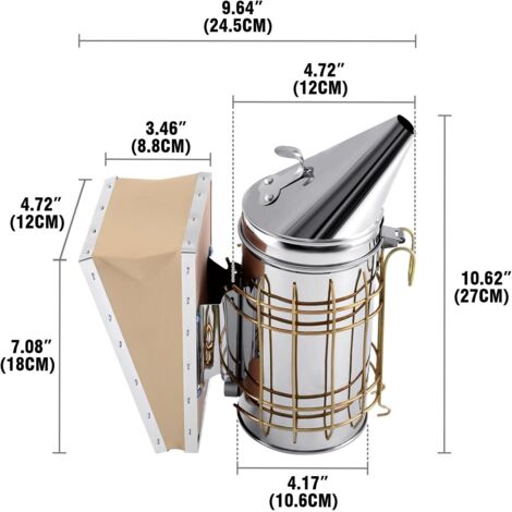 Flexzion Bienenstock-Räuchergerät Aus Edelstahl – Imker Smoker Mit Hitzeschutz, Blasebalg & Aufhängehaken Für Sicheres Arbeiten