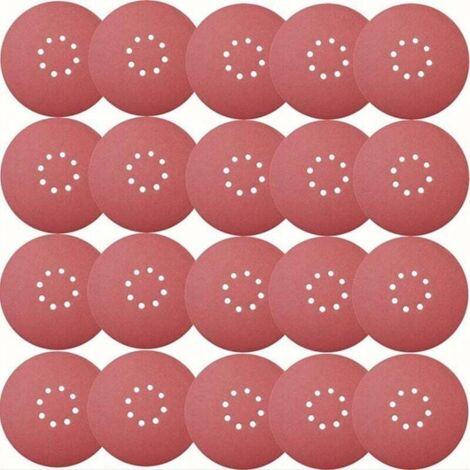 Schleifscheibe 30 Stück Schleifscheiben, Schleifscheiben Durchmesser 225 mm Körnung 5X PP40/60/100/120/180/240 8 Löcher in rotem Schleifpapier für Trockenbau (30 Stück), (1/5)