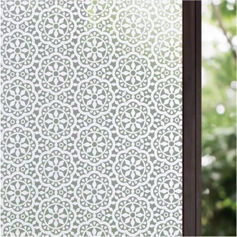 Blendfreie elektrostatische Fensterfolie, selbstklebend, verdunkelnd, Sichtschutz, dekorative Milchglas-Fensterfolie für Badezimmer, Zuhause, Küche, Büro (44,5 x 200 cm) (1/5)