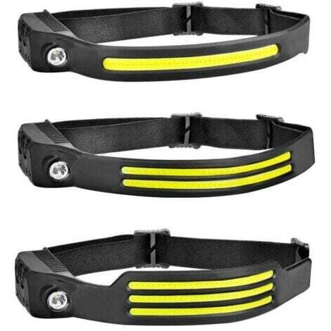 LED-Stirnlampe, wiederaufladbar, leistungsstarke Stirnlampe, wasserdicht, USB, 1200 mAh, COB-XPE-Lampen, Laufen, Camping, Radfahren, Helmlampe, Angeln, Reparatur, Joggen, Kinder, 3 Stück (1/3)