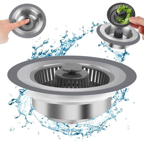 3-in-1-Universal-Küchenspülenstöpsel, Küchenspülenabfluss, Korrosionsschutz-Küchenspülenfilter, Küchenspülensieb und Stöpsel-Kombination, Anti-Verstopfungsfilter für Küchen-/Badezimmerspülen (1/5)
