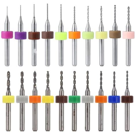 20 Stück 0,1–1,0 mm, 1,1–2,0 mm PCB-Leiterplatte, Wolframkarbid-Mikrobohrer, Mini-Spiralbohrer-Set, Gravur, Metallurgie für Schmuck, CNC-Gravur (1/5)