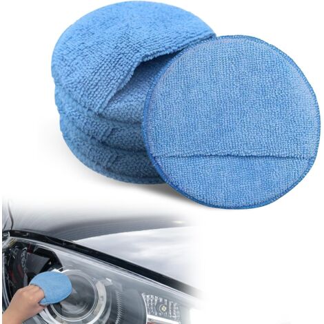 4er-Pack ultraweiche Mikrofaser-Wachs-Applikatorpads mit Fingertasche für die Autoreinigung und Feinpolitur (blau) (1/5)