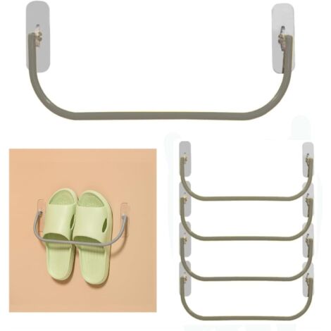 5 Stück Schuhregal für Wandmontage Tür, Schuhregal Wandmontage Set, Wandschuhregal, Klappbares Hängeschuhregal, Wandmontage Ohne Bohren (Grau) (1/5)
