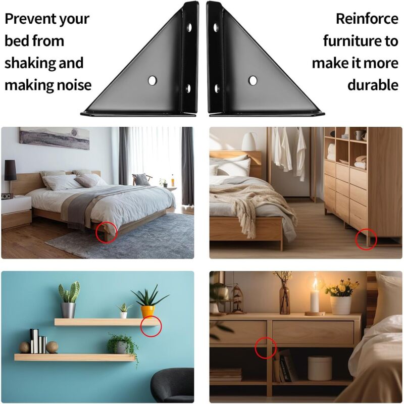 4 Connettori Angolari Per Letto - Filettatura Triangolare M8, Acciaio Zincato, Per Mobili E Casse - Foto 3