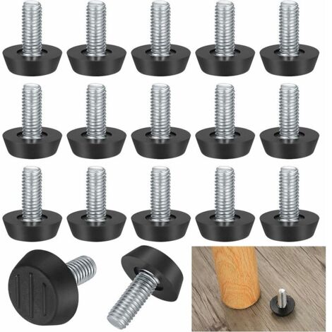 Set 12 Piedini Livellatori Per Mobili – Filettatura M6, Base Antiscivolo In Plastica, Regolabili In Altezza