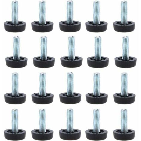 LaBlanc - Confezione da 20 piedini di livellamento per mobili - M8 x 24 mm, protezioni per gambe da tavolo regolabili con gambo filettato, 24 mm, piedini di livellamento per mobili avvitabili