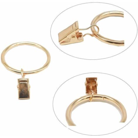 60 Anelli Metallici per Cortina di Drappeggio e 60 Ganci a Perno in Metallo per Tende di Panneggio da Finestra Porta Doccia con un Diametro Interno di 30 mm (Bronzo Strofinato a