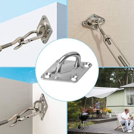 Gancio Da Soffitto Piastra Con Occhiello In Acciaio Inox 304, Gancio Da Parete, Resistente Per Appendere (viti Incluse - 9