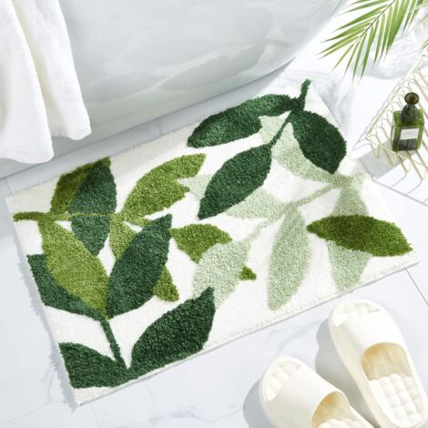 LaBlanc - Set di 2 tappeti da bagno verdi, antiscivolo, assorbenti, morbidi, in microfibra, lavabili in lavatrice, tappetino da bagno, grazioso tappetino da doccia