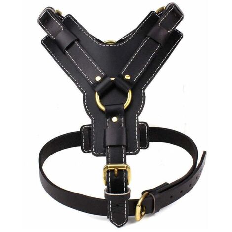 Pettorina da lavoro in pelle per cani con maniglia, ideale per gli sport cinofili (taglia L, torace 64-86 cm)
