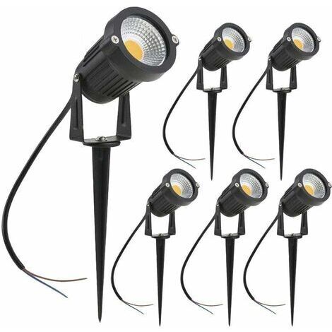 Faretto LED da esterno, 3W, bianco caldo 3000K, 1440lm, con picchetto da terra, impermeabile IP65, faretto LED da esterno per giardino, vialetto, terrazza [classe energetica A+] – 6 pezzi