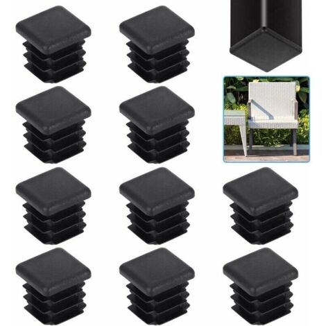 20 Tappi Quadrati Per Tubi 20x20 Mm – Colore Nero, Plastica PE, Made In EU