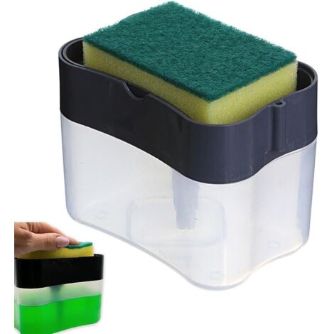 Dispenser di sapone da cucina, dispenser per lavastoviglie con spugna, dispenser di sapone per piatti per piano di lavoro, per lavello da cucina