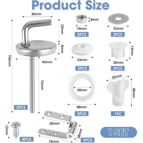 Set Di 2 Fissaggi Universali Per Sedile WC, Cerniera Per Sedile Wc Fissaggi Per Sedile Wc Fissaggio Di Ricambio Per Sedile Wc Fissaggio Per Sedile 98129556