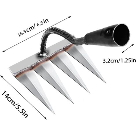 Rastrello Da Giardino In Ferro Con 6 Denti - Larghezza 40 Cm, Manico Lungo 137 Cm, Per Diserbo, Rimuovere Foglie E Arieggiare Il Terreno