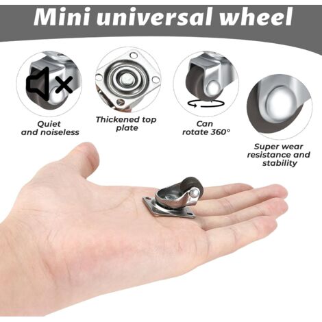 Mini Rotelle 12 rotelle piccole in gomma da 12 mm per mobili, rotelle fisse piccole ...