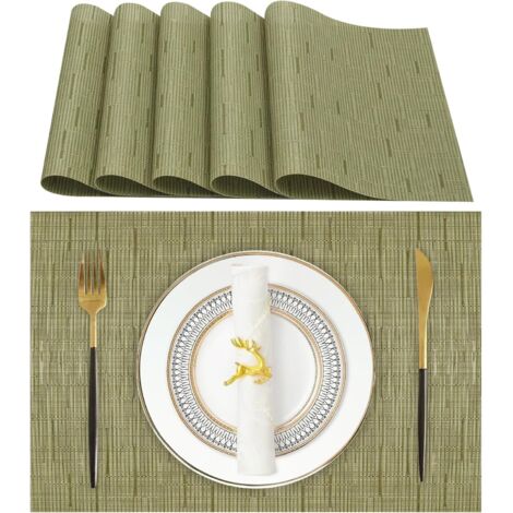 LaBlanc - Set di 6 tovagliette lavabili, tovagliette americane (70% PVC, 30% poliestere), resistenti al calore, antiscivolo, per tavolo da cucina e ristoranti, verde