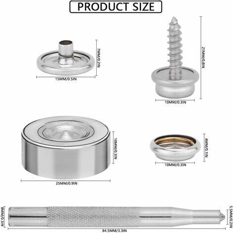 Kit di ricambio in acciaio inossidabile argento per stampi con bottoni automatici 4 pezzi per bottoni 651/633/831, accessori per stampi