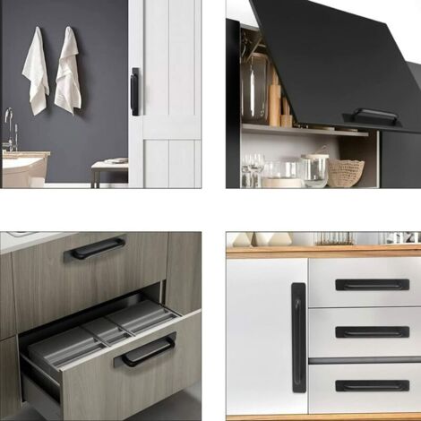 Set Di 8 Maniglie Autoadesive Per Porte E Finestre – Nero+Bianco, In ABS, Senza Forare, Per Armadi, Cassetti E Mobili, Facili Da Montare