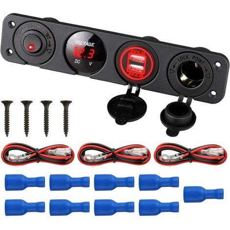 Caricabatterie Auto 12V Con Doppia Porta USB 4.8A E Interruttore Touch | Impermeabile IP66 Con LED | Per Auto, Moto, Barca, Camper