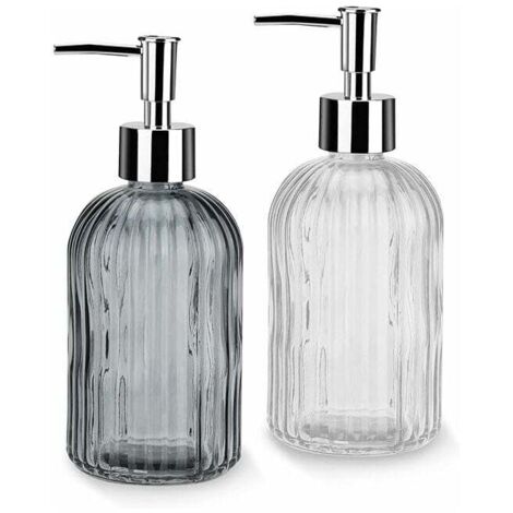Set 2 Dispenser Per Sapone In Vetro Da 475 Ml – Con Imbuto In Silicone, Spazzola Pulizia E Adesivi, Erogatori Ricaricabili - 4