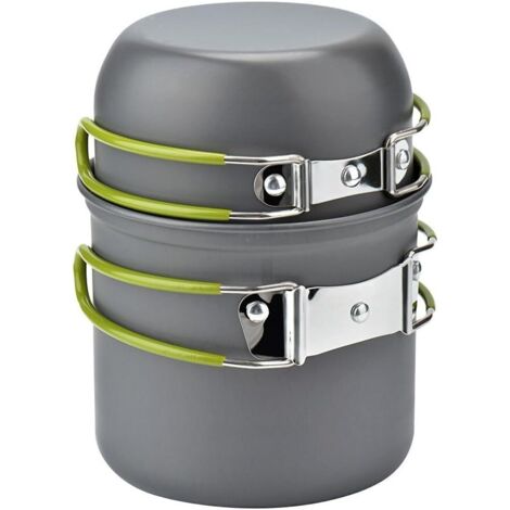 Set Di Pentole Da Campeggio VGEBY In Acciaio Inox | Pentola E Padella Antiaderenti Portatili Con Custodia - 2