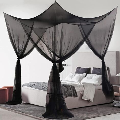 Zanzariera A Quattro Angoli Per Letto 180x200x200 Cm – Tenda Principessa In Pizzo, Apertura 3 Lati, Traspirante E Lavabile