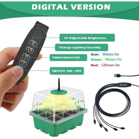 Kit 5 Vassoi Per Semi Con Luce Di Crescita LED – Serra Da Interno Con Cupola E Base – Stazione Di Propagazione Per Piantine – Giardinaggio Fai Da Te