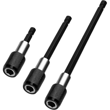 Portapunte Magnetico 3 Pezzi 60 Mm 1/4” In Acciaio Inox – Estensione Rapida Per Avvitatori E Trapani, Set Professionale