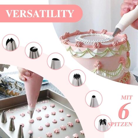 Set 6 Beccucci In Acciaio Inox Per Sac à Poche Con Adattatore | Decorazione Per Torte, Cupcake E Glassa