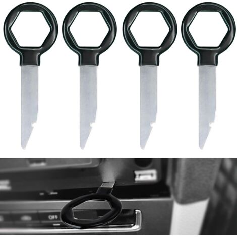 Set 4 Chiavi Per Rimozione Autoradio | U E V In Acciaio Inox | Strumento Professionale Per Sterzo Auto | Kit Rilascio Universale - copertina