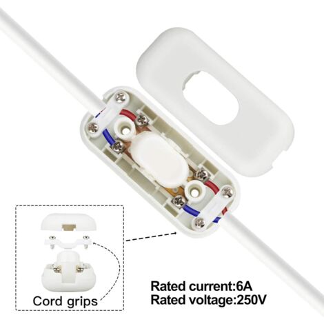 Interruttore A Levetta In Linea Per Lampade, 6 Pezzi, Bianco, 250V 10A, Interruttore Torpedo Con Morsetti A Vite