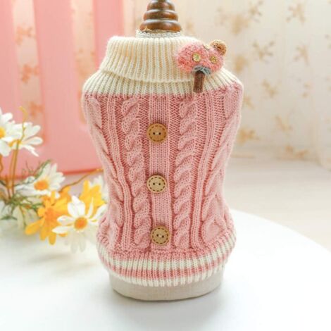 Maglione per cani, cappotto caldo, modelli di maglia morbidi, maglione invernale per animali domestici, abiti morbidi e spessi, vestiti per cani di piccola e media taglia, rosa (S)