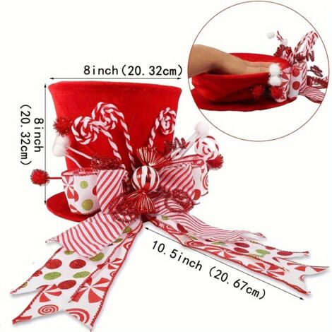 Lordaeron Cappello per albero di Natale, grande cappello in velluto rosso con gambe di elfo e fiocco allungato decorazioni per albero di Natale ornamenti da tavolo per decorazioni per casa vacanze