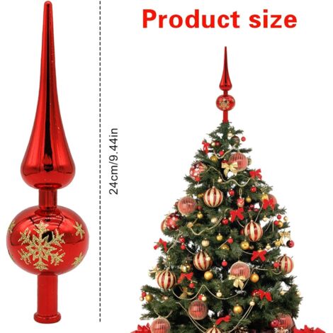 Puntale A Stella LED Per Albero Di Natale – Decorazione Luminosa Con 20 LED, Base A Spirale, 30 Cm