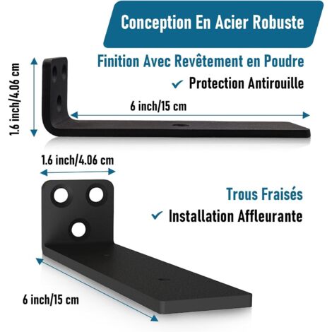 Pezzi Di Staffe Per Mensole Da Parete Da 15 Cm, Staffe Resistenti, Supporti Per Mensole Da Parete Per Ripiani Aperti Fai Da Te Nero 92593863