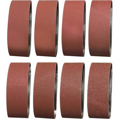 LaBlanc - Banda de Lija 75X533 mm - Granos 2X 40/60/80/120/180/240/320/400 - Banda de Lija para Lijar, Pulir y Quitar el Polvo, Ideal para Madera - 16 Piezas