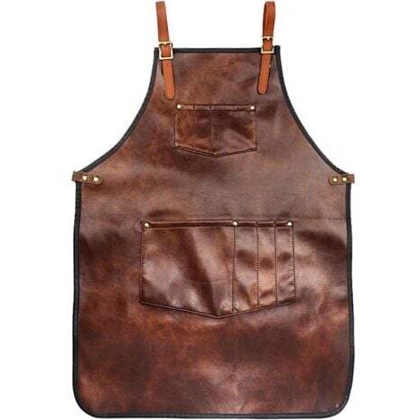 LaBlanc - Delantal de chef para hombre y mujer, impermeable, de cuero, con bolsillos y tiras cruzadas, para cocina, barbacoa, barbería, manual de trabajo (estilo 1)