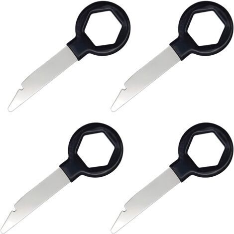 LaBlanc - 4 llaves de extracción de radio de coche, cajón de llaves de extracción de radio de coche, compatible con VW, Audi, Seat, Skoda, Mercedes Benz A3, A4, T5, Golf, radio de coche 2 DIN, llave d (1/4)