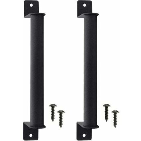 LaBlanc - 2 manijas de acero al carbono duraderas para puerta de granero, estilo retro, anticorrosión, con tornillos para puertas corredizas de granero y armarios - Negro (1/5)