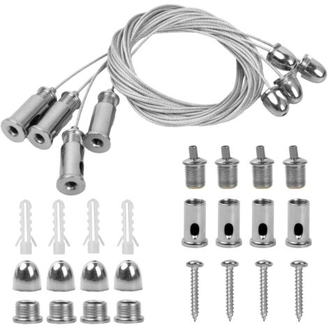 LaBlanc - Cable de suspensión de acero inoxidable de 4 piezas, 1,5 mm x 2 m, kit de cables de suspensión ajustables para panel LED y luz de techo (2 m) (1/5)