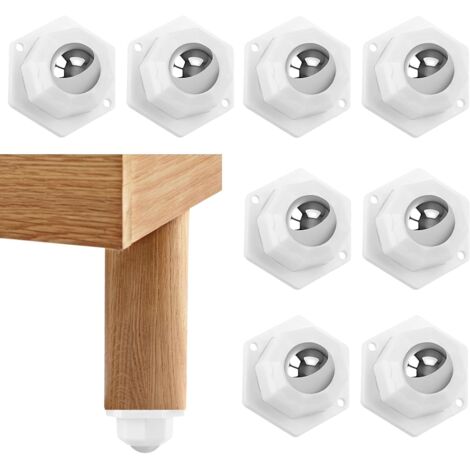 Ruedas para muebles, 8 miniruedas resistentes de 200 kg, giratorias 360° para muebles pesados, ruedas pequeñas para muebles y otros artículos (blancas)
